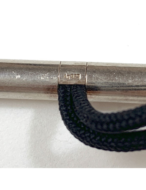 Collier HERMES Skipper cordon et chaîne d'ancre argent