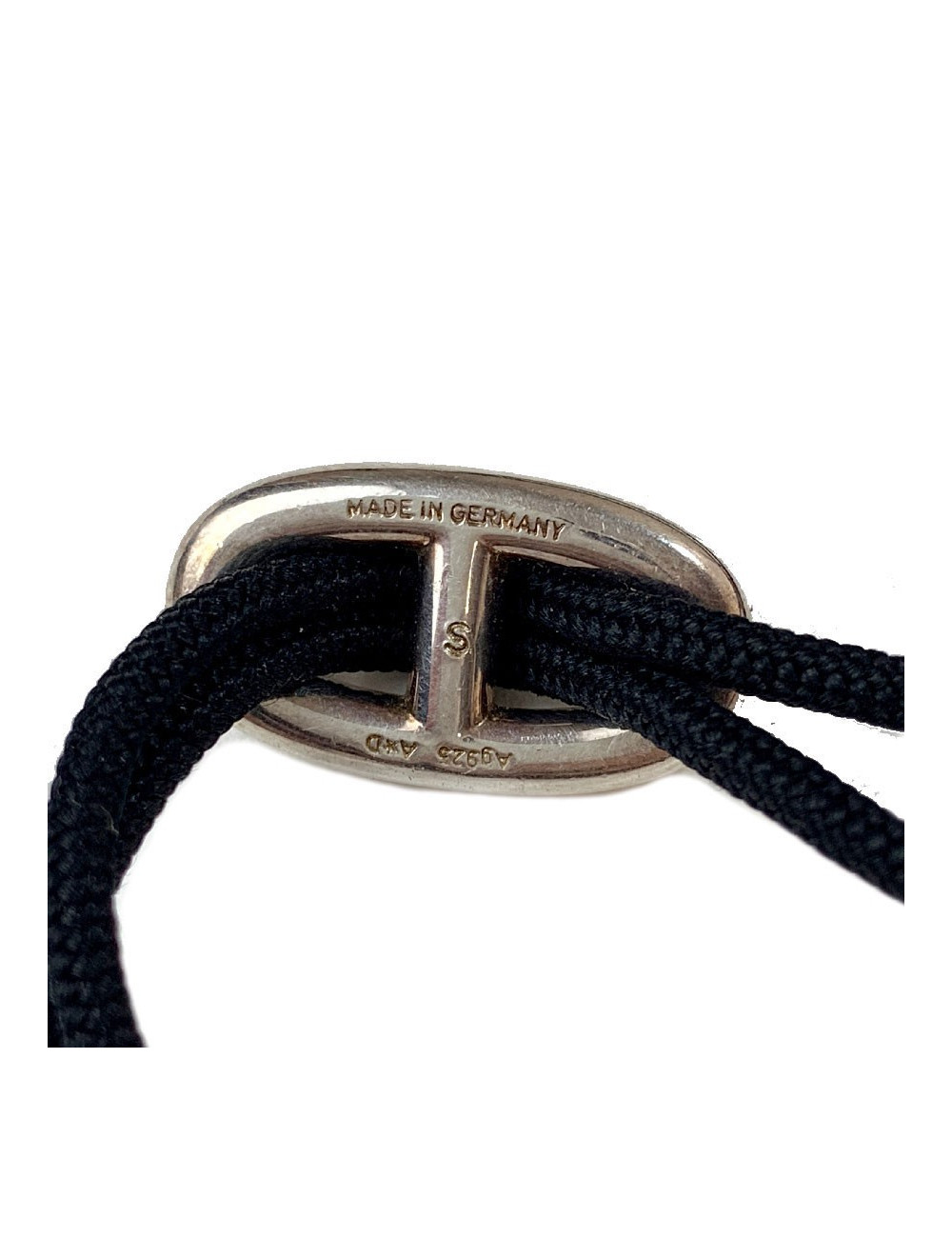 Collier HERMES cordon et chaîne d'ancre argent