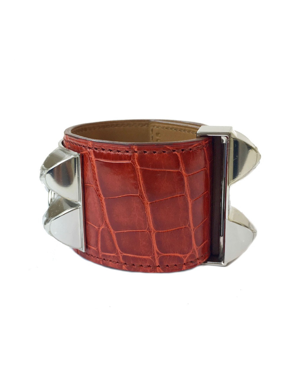 Manchette HERMES CDC en alligator couleur sanguine