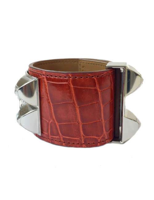 HERMES alligator Collier de chien cuff