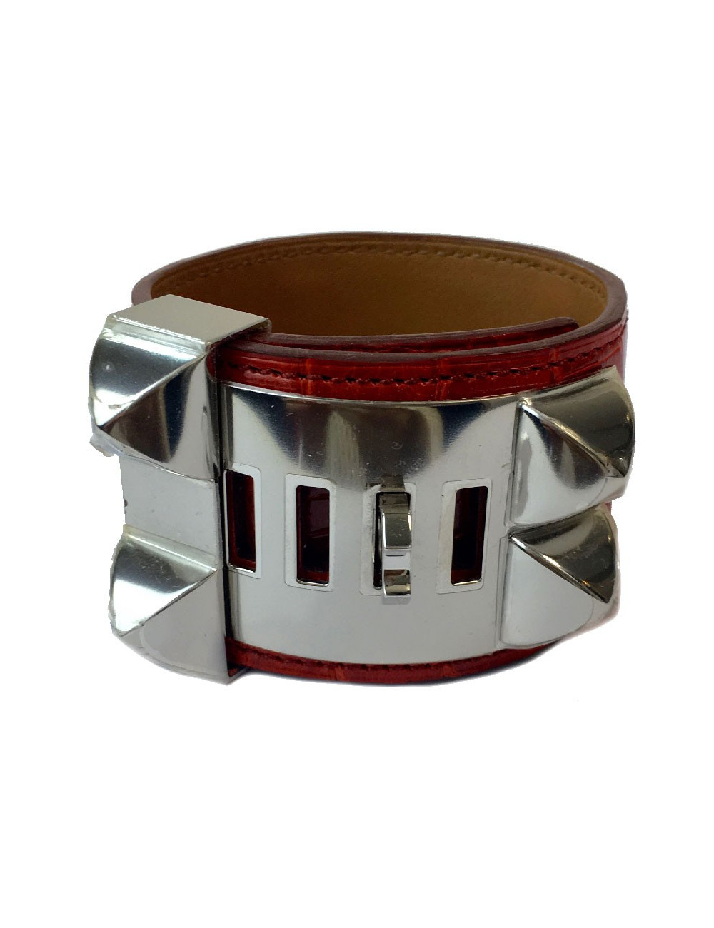 Manchette HERMES CDC en alligator couleur sanguine