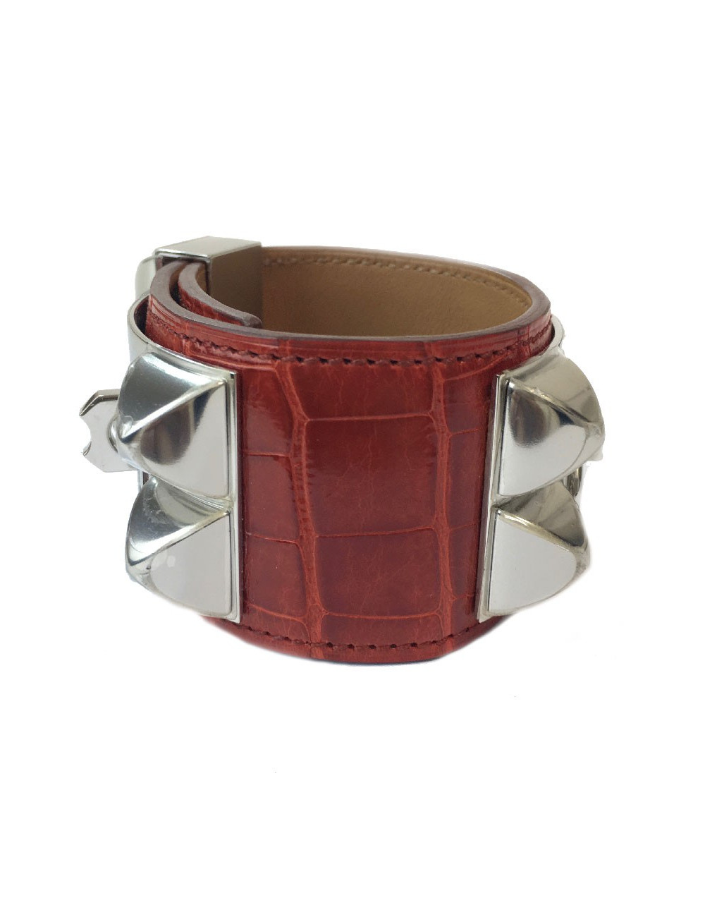 Manchette HERMES CDC en alligator couleur sanguine