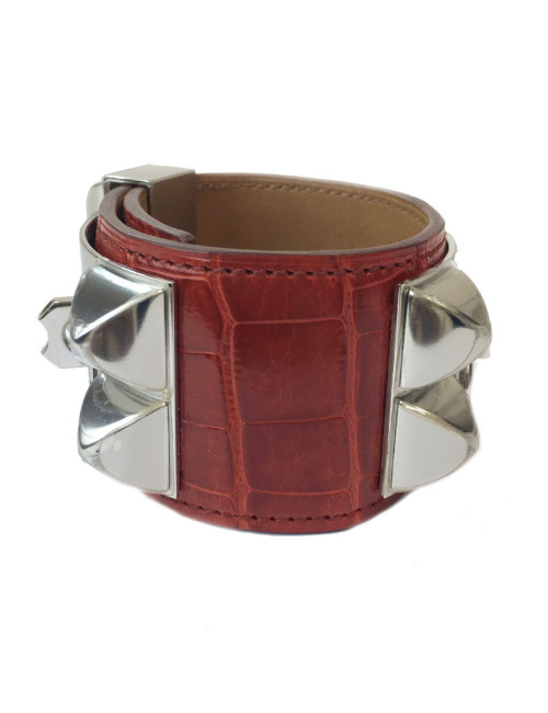 Manchette HERMES CDC en alligator couleur sanguine