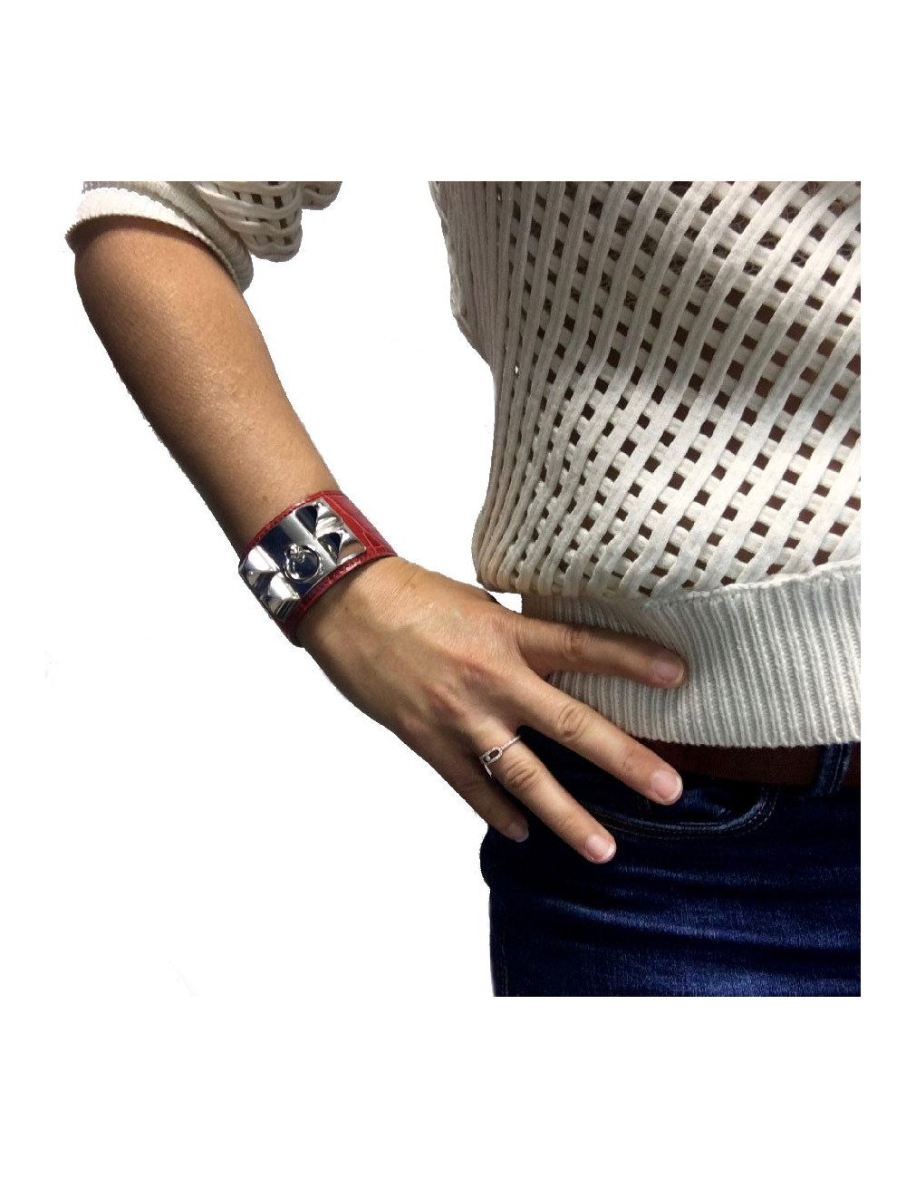 Manchette HERMES CDC en alligator couleur sanguine