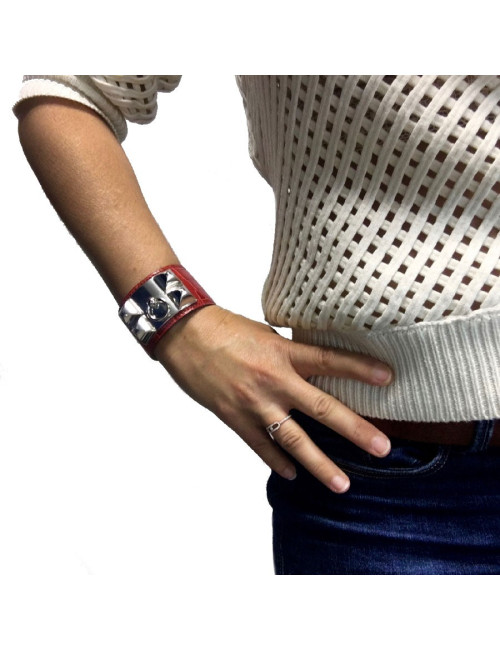 Manchette HERMES CDC en alligator couleur sanguine