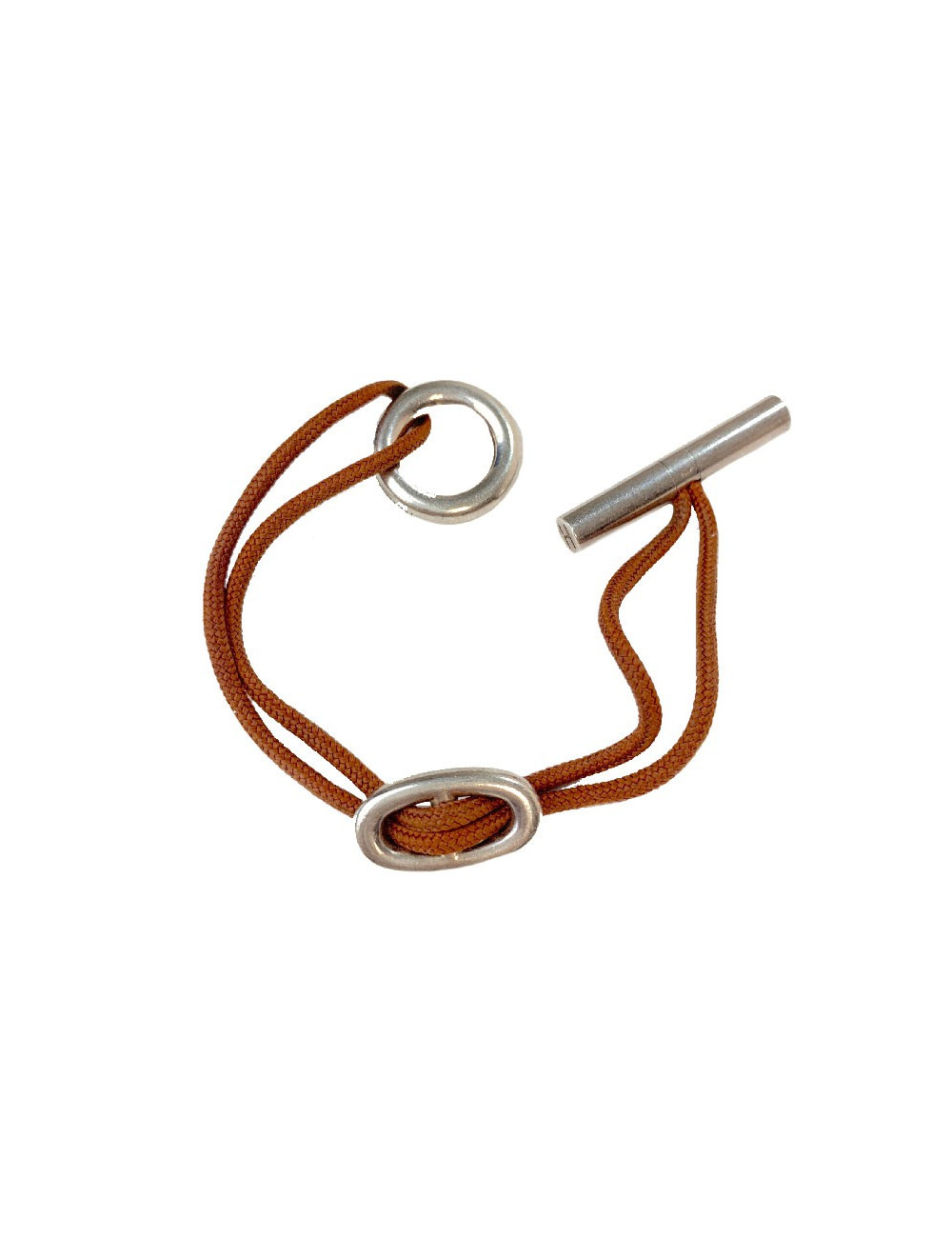 Bracelet  HERMES cordon brique et boucle chaîne d'ancre