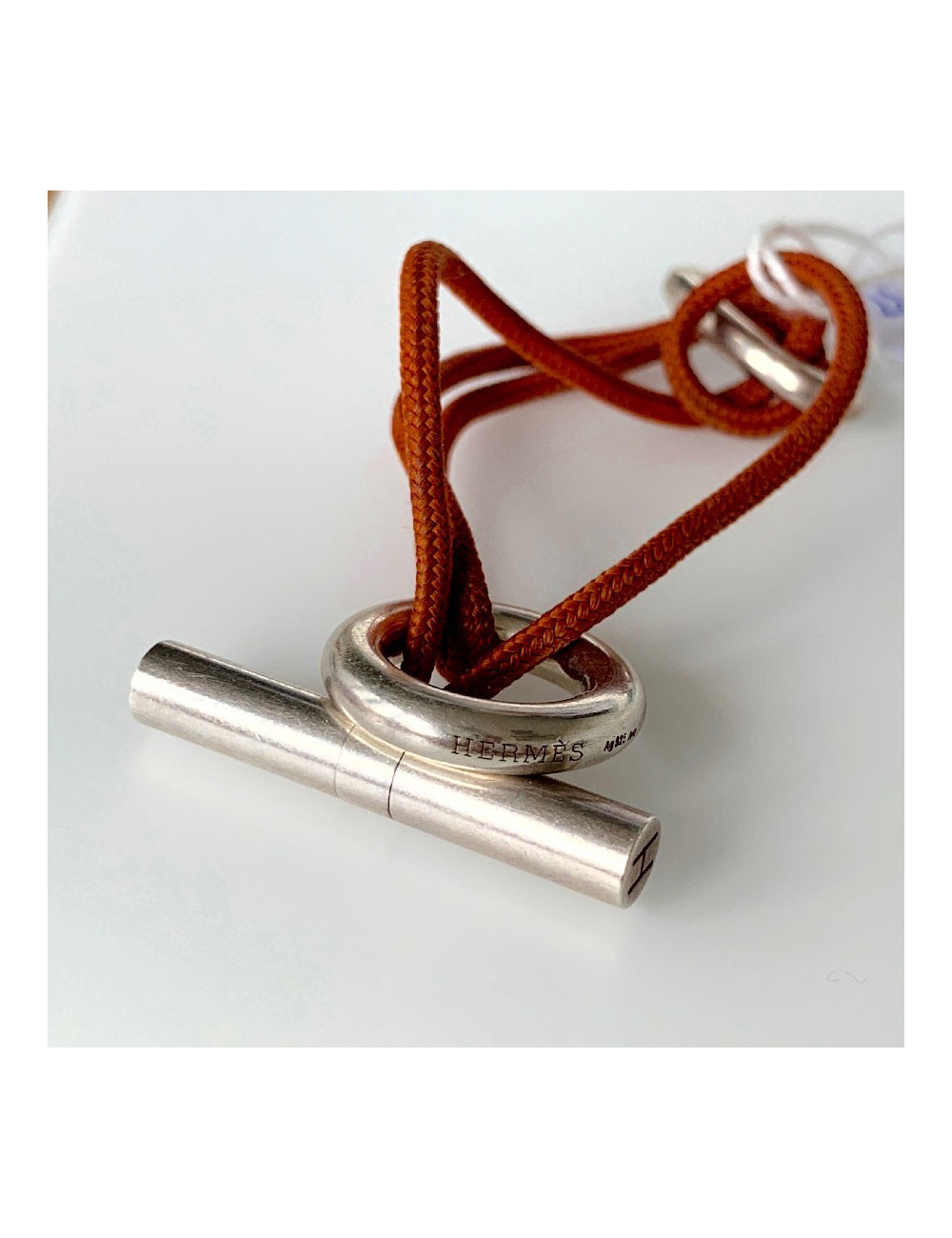 Bracelet  HERMES cordon brique et boucle chaîne d'ancre