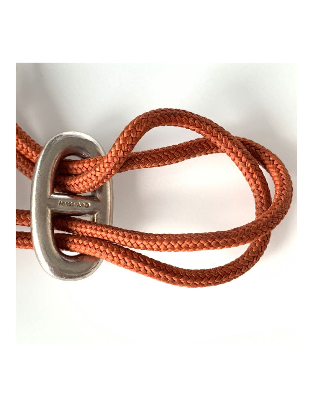 Bracelet  HERMES cordon brique et boucle chaîne d'ancre