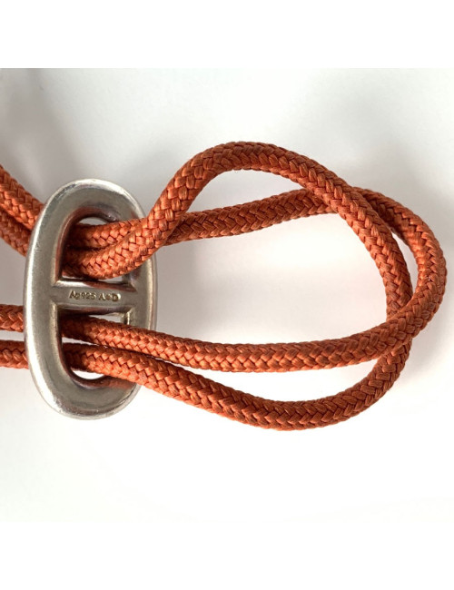 Bracelet  HERMES cordon brique et boucle chaîne d'ancre