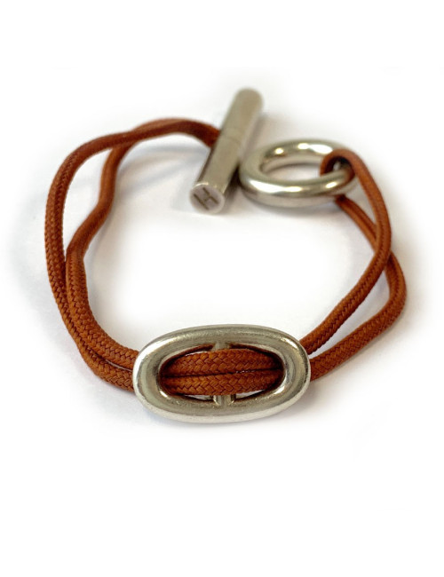 Bracelet  HERMES cordon brique et boucle chaîne d'ancre