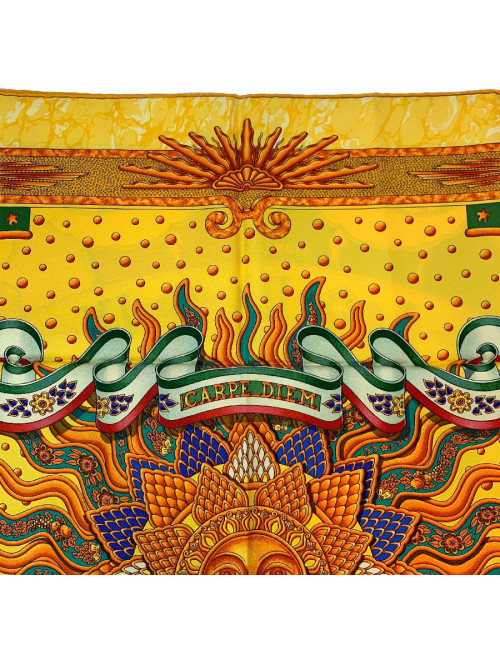 Carré 90 x90 HERMES soie 100 % "Carpe Diem"