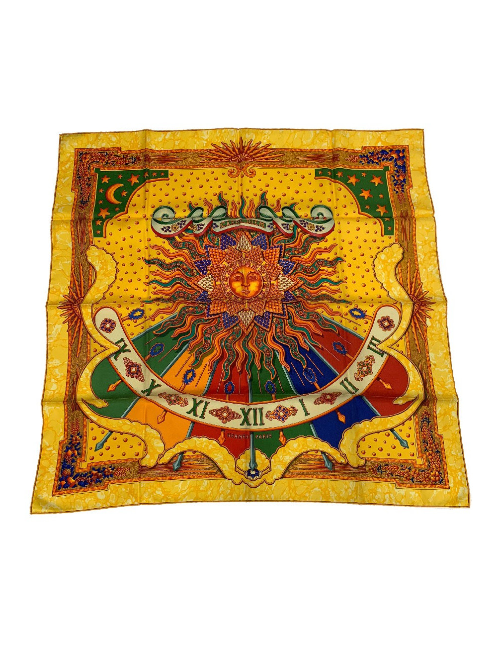 Carré 90 x90 HERMES soie 100 % "Carpe Diem"