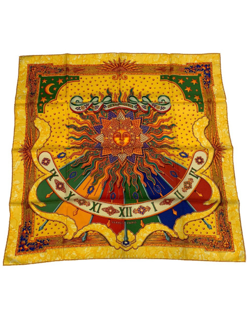 Carré 90 x90 HERMES soie 100 % "Carpe Diem"