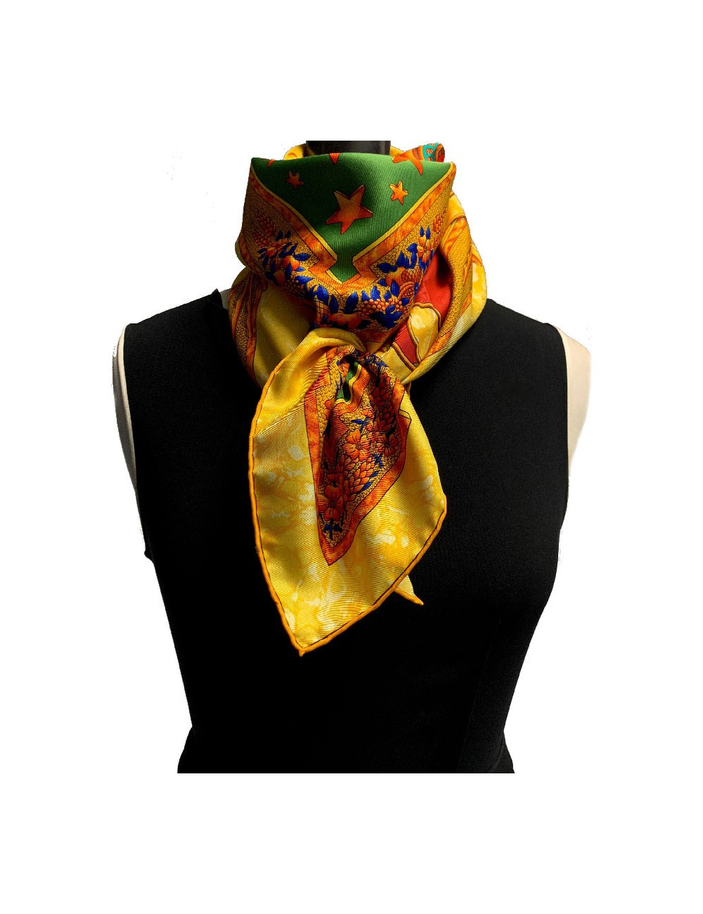 Carré 90 x90 HERMES soie 100 % "Carpe Diem"