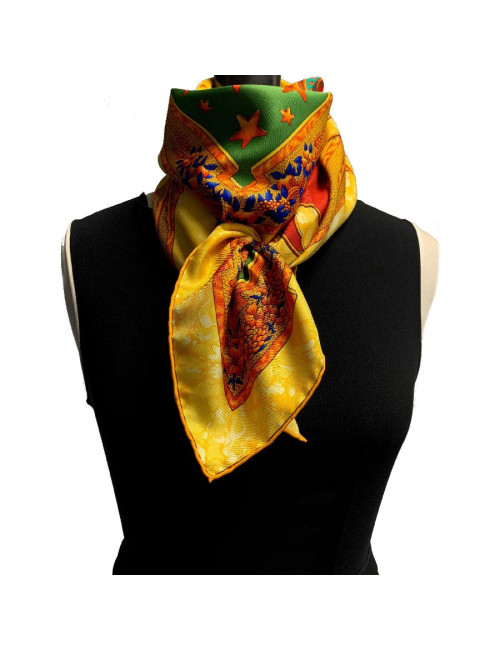 Carré 90 x90 HERMES soie 100 % "Carpe Diem"