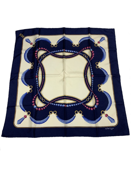 Carré CARTIER Must de Cartier en soie bleu marine