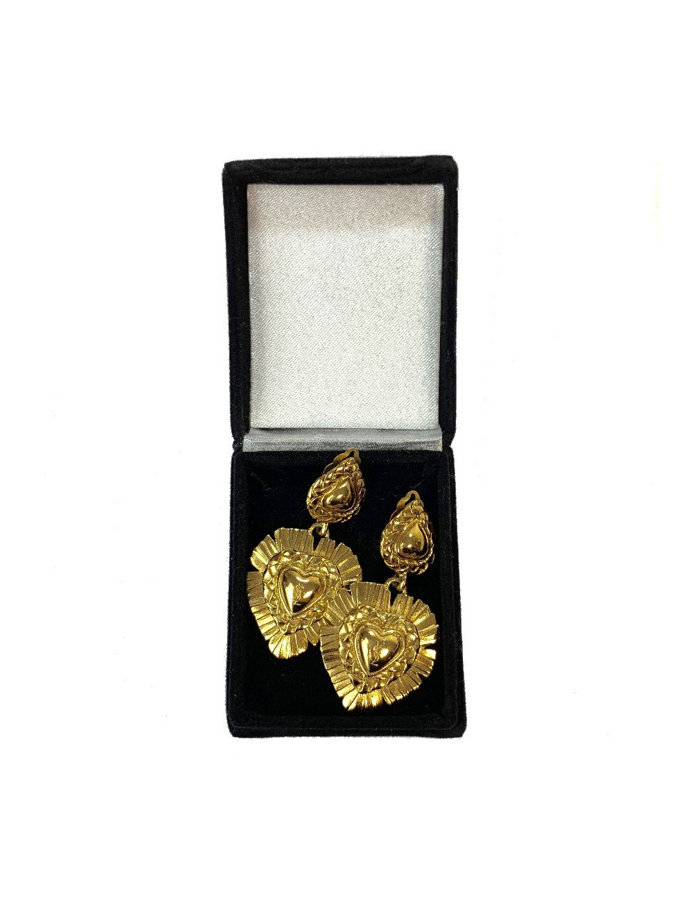XXX Boucles d'oreille clips YSL SAINT LAURENT vintage coeur pendant 