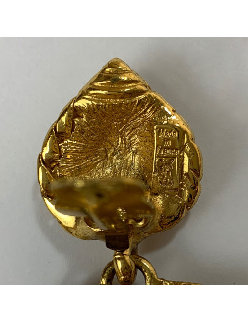 Boucles d'oreille clips YSL SAINT LAURENT avec coeur pendant Vintage