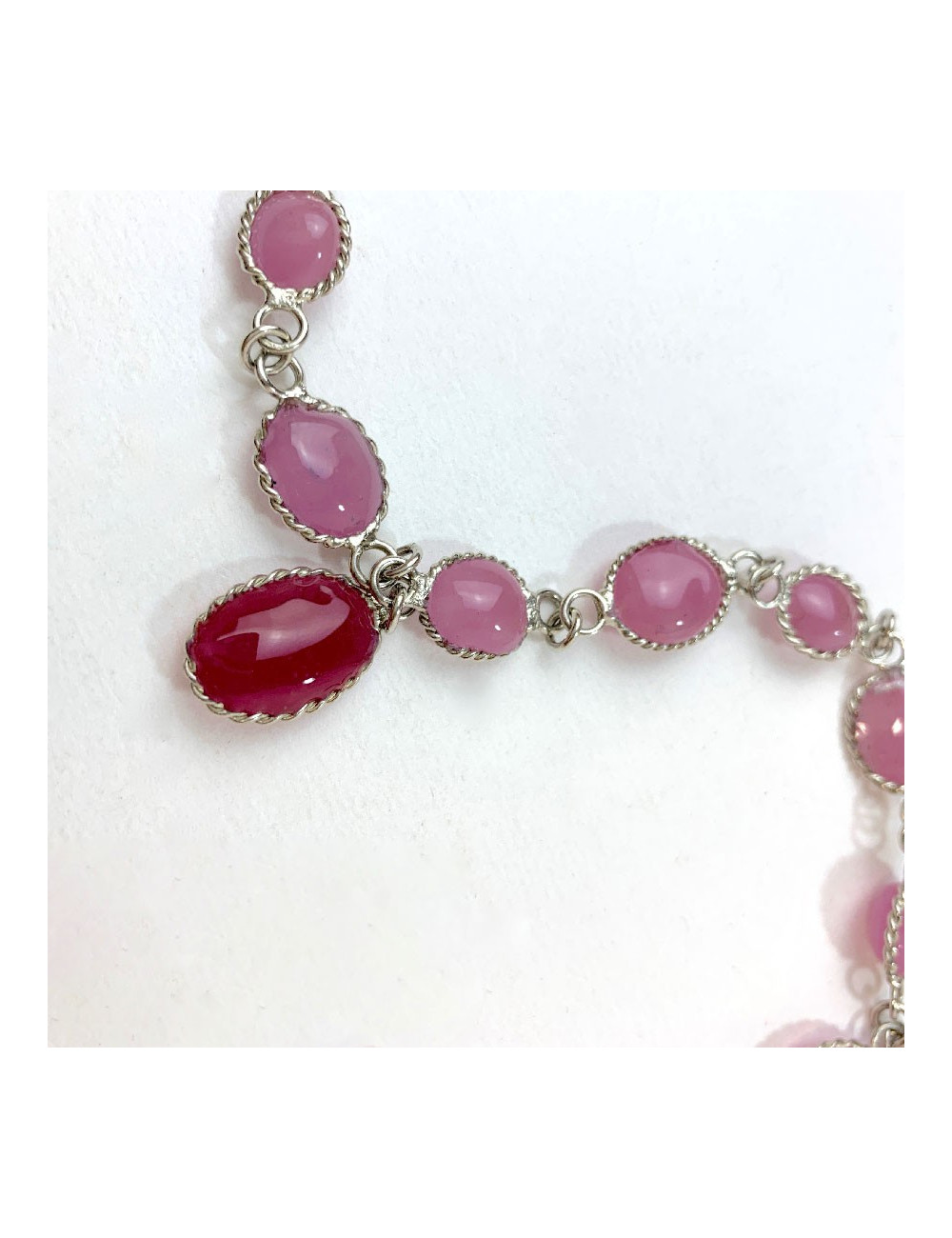  MARGUERITE DE VALOIS Waterfalls pink molten glass necklace