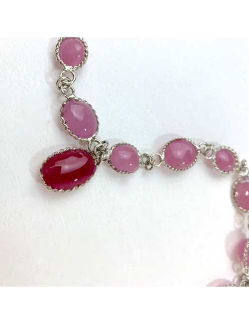  MARGUERITE DE VALOIS Waterfalls pink molten glass necklace