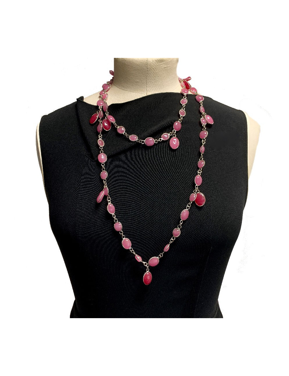  MARGUERITE DE VALOIS Waterfalls pink molten glass necklace