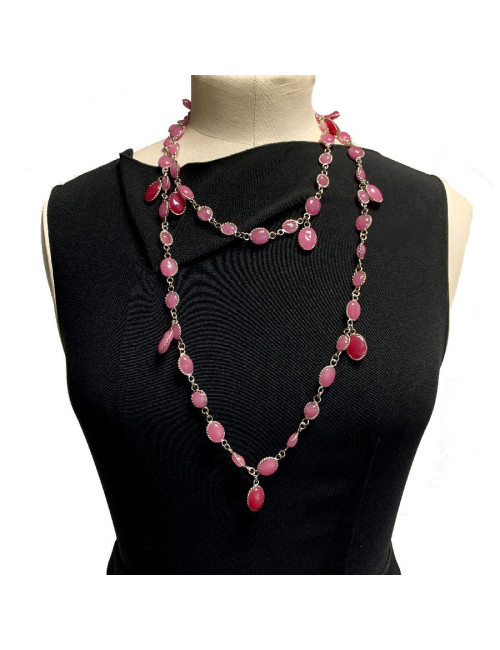  MARGUERITE DE VALOIS Waterfalls pink molten glass necklace