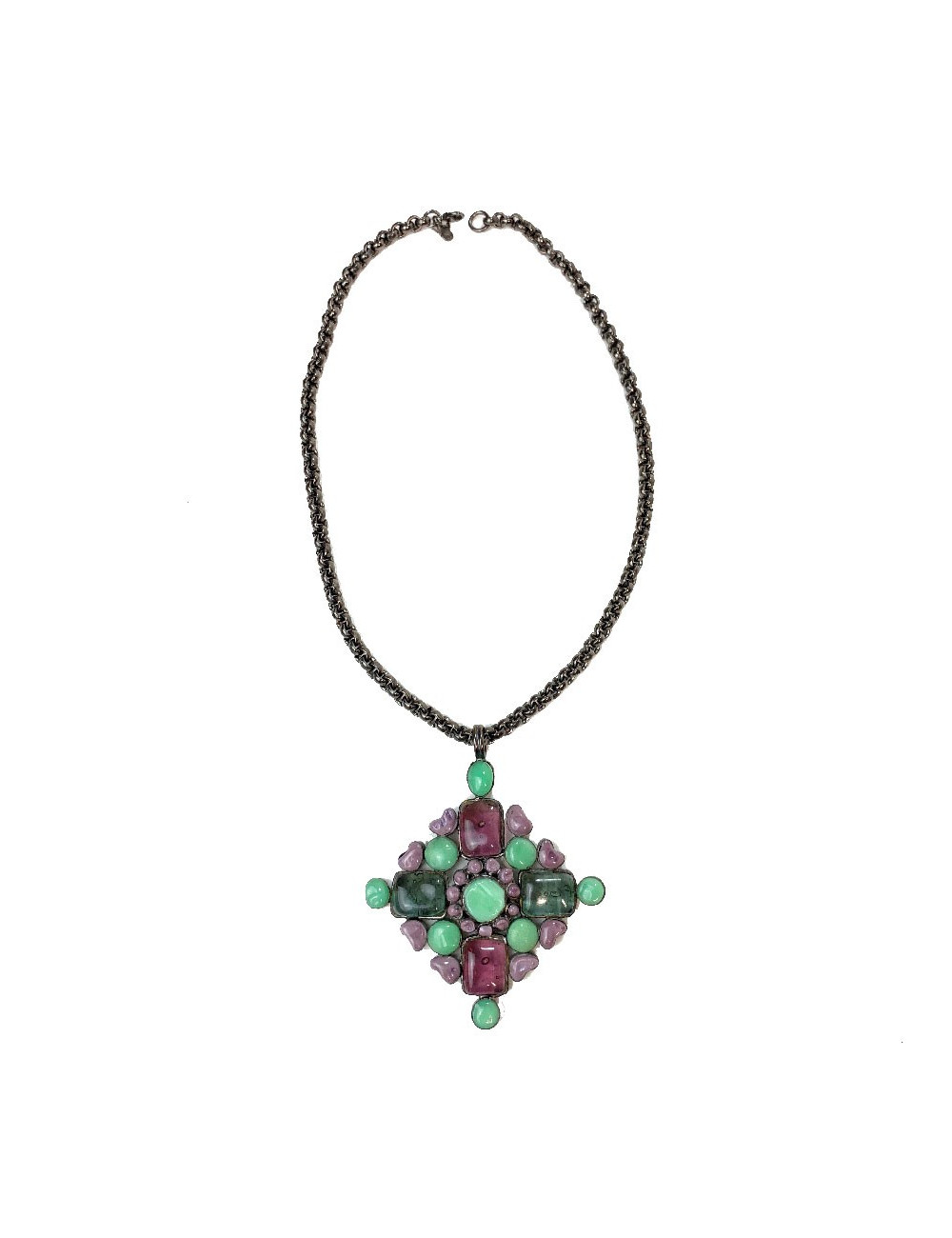 Collier pendentif MARGUERITE DE VALOIS pâte de verre
