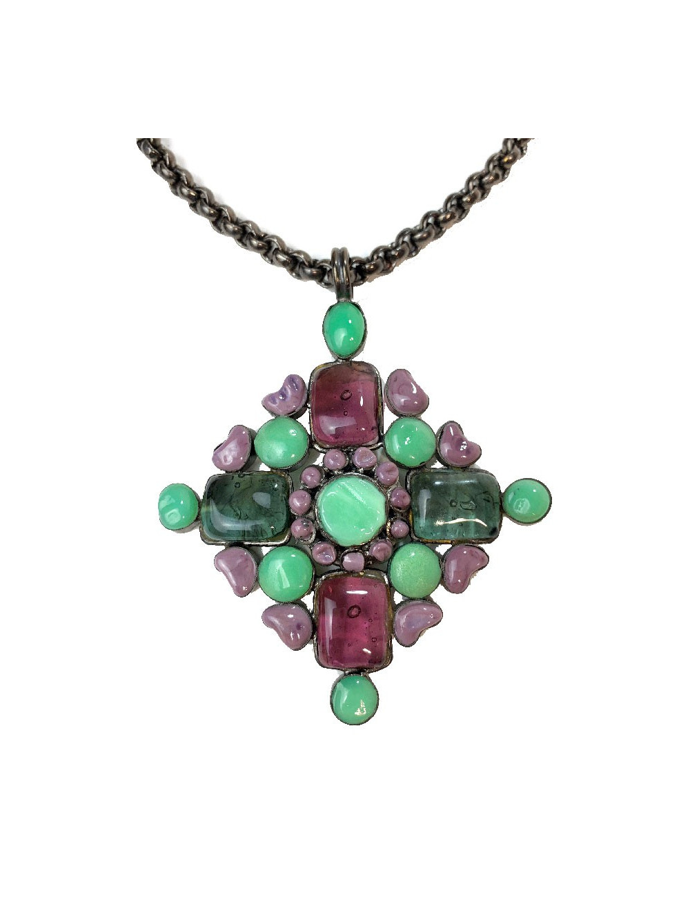 Collier pendentif MARGUERITE DE VALOIS pâte de verre