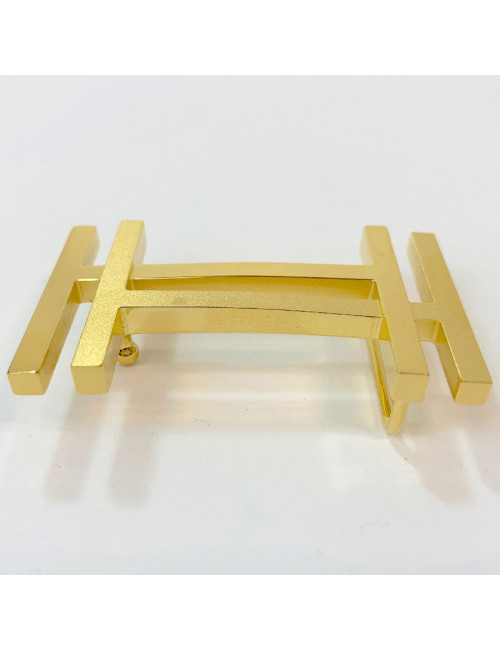 Boucle de ceinture HERMES H en métal doré brillant et mat