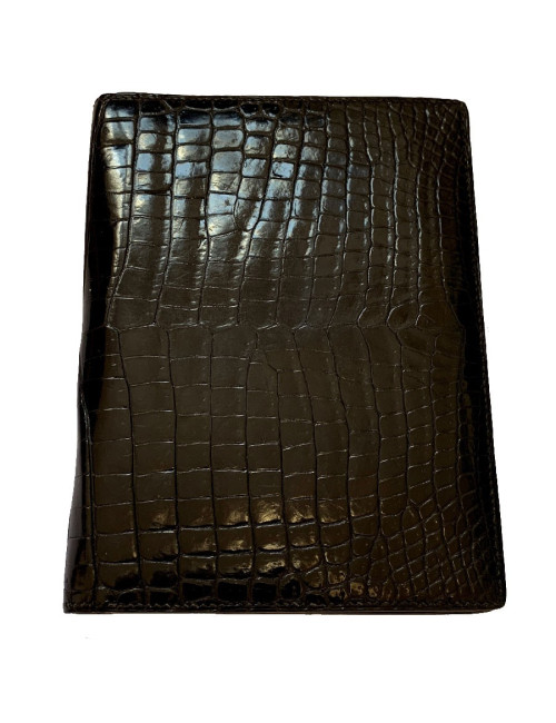 Portefeuille HERMES crocodile noir