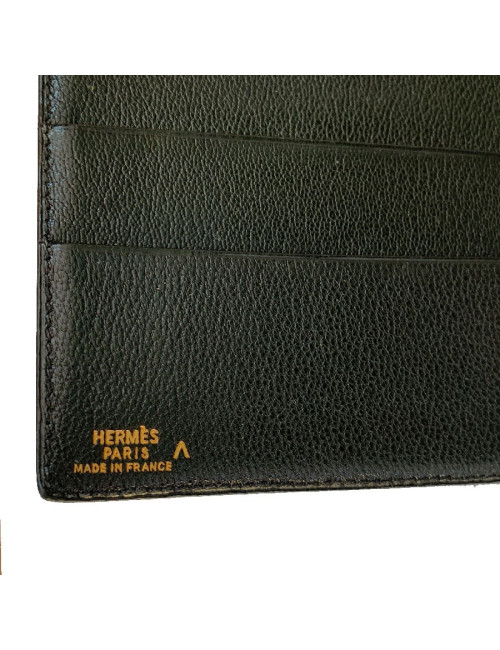 Portefeuille HERMES crocodile noir