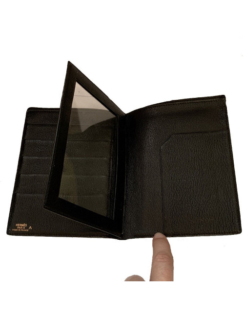 Portefeuille HERMES crocodile noir