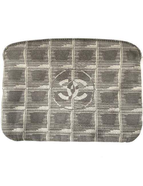 Pochette CHANEL toile monogram grise