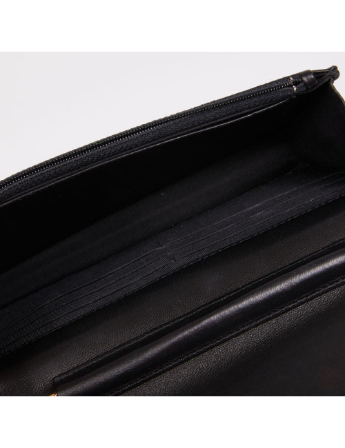 Wallet on chain CHANEL cuir chevron noir