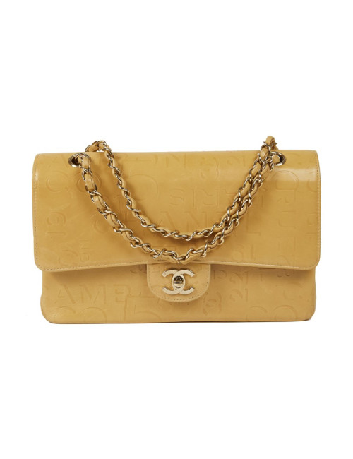 Sac CHANEL cuir d'agneau beige siglé "CHANEL" "CC"