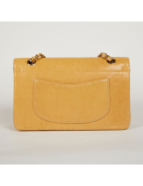 Sac CHANEL cuir d'agneau beige siglé "CHANEL" "CC"