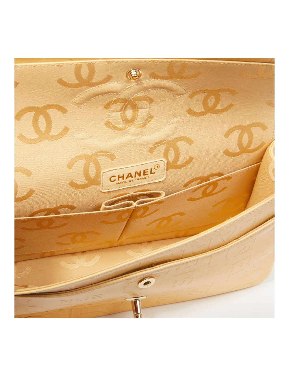 Sac CHANEL cuir d'agneau beige siglé "CHANEL" "CC"