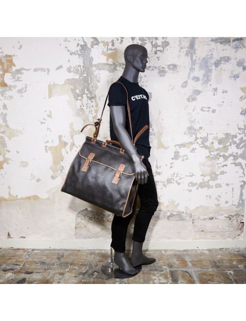Sac de voyage CHRISTIAN DIOR toile monogrammée noire et marron