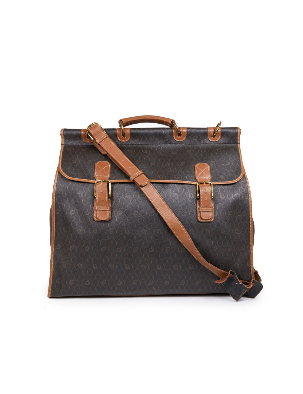 Sac de voyage CHRISTIAN DIOR toile monogrammée noire et marron