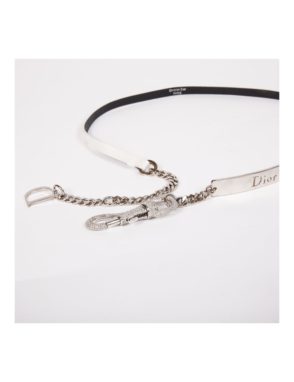 Ceinture t 90  CHRISTIAN DIOR mousqueton strass