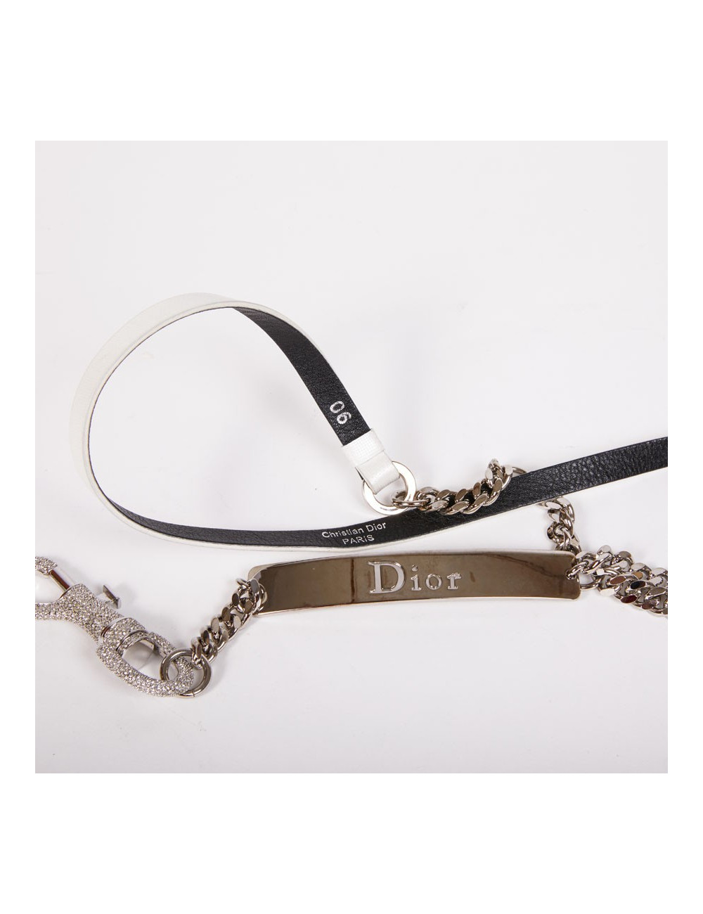 Ceinture t 90  CHRISTIAN DIOR mousqueton strass