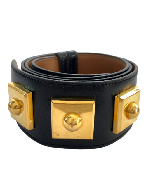 Ceinture T HERMES cuir box noir