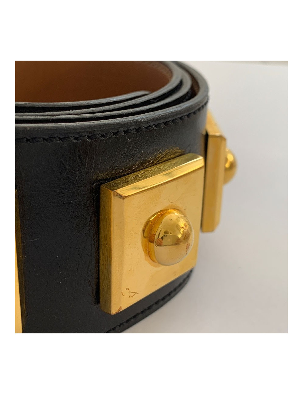 Ceinture T HERMES cuir box noir