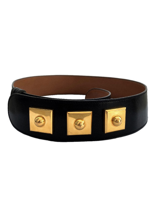 Ceinture T HERMES cuir box noir