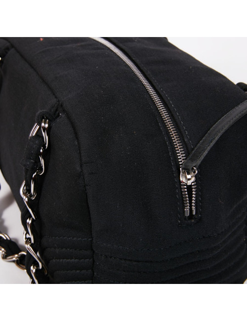 Sac CHANEL bowling en tissu jersey noir