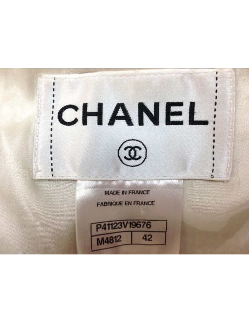 Veste CHANEL en tweed écru T 42