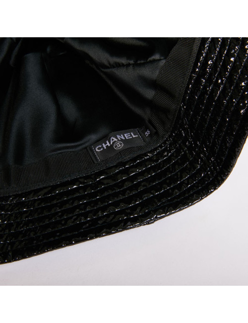 Chapeau de pluie CHANEL noir verni