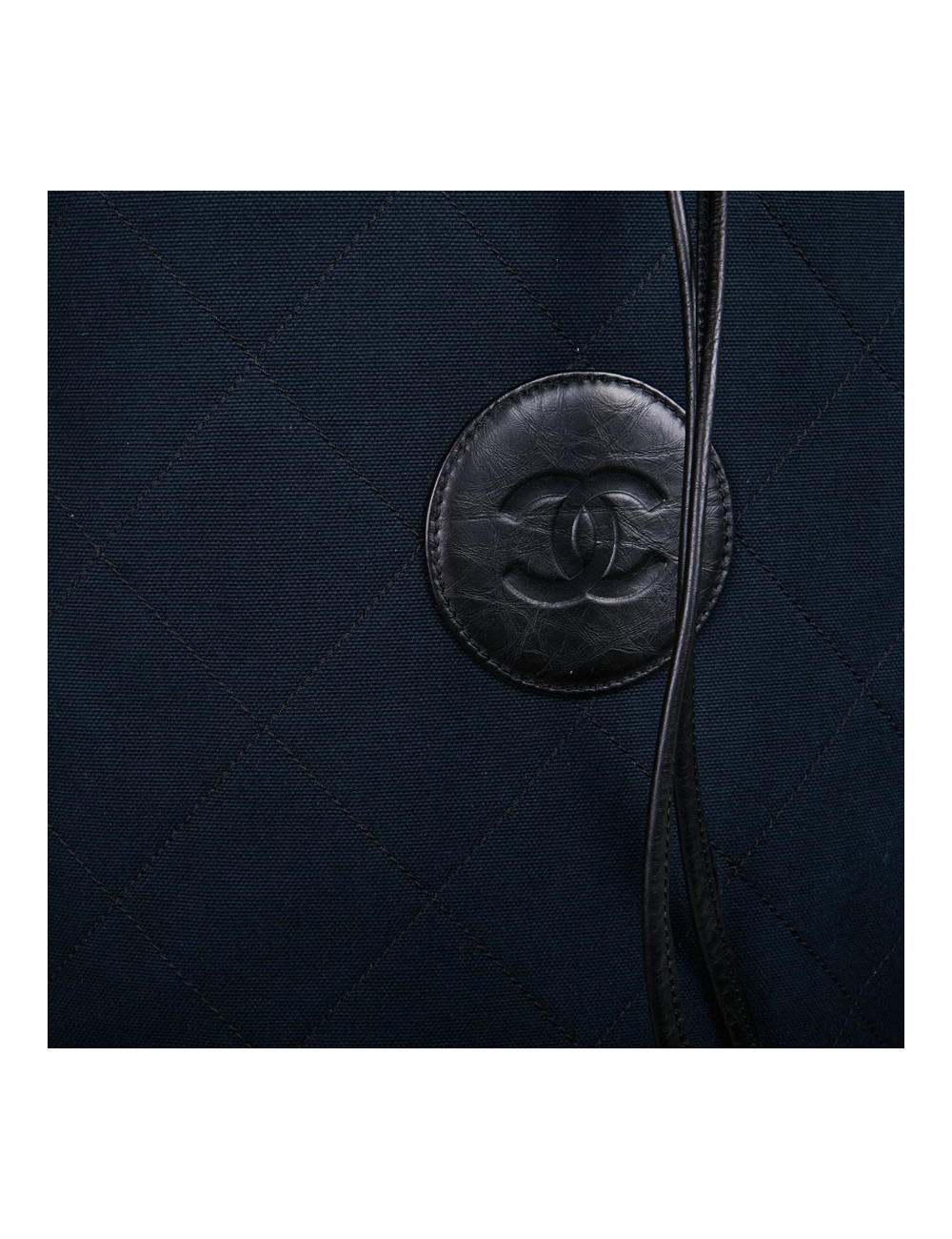 sac de golf CHANEL toile et cuir bleu nuit