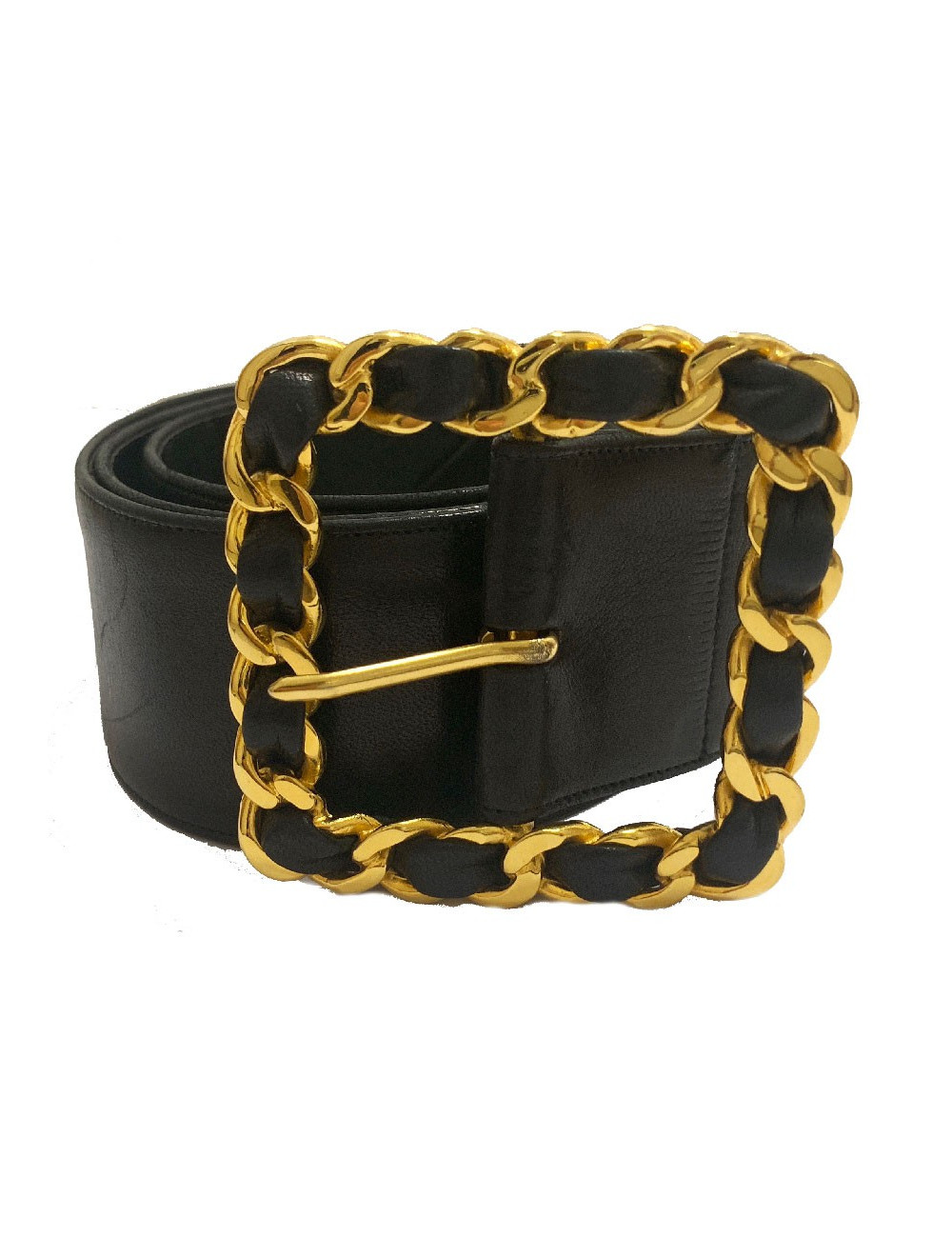 Ceinture vintage CHANEL cuir noir