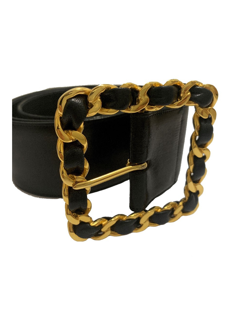 Ceinture vintage CHANEL cuir noir